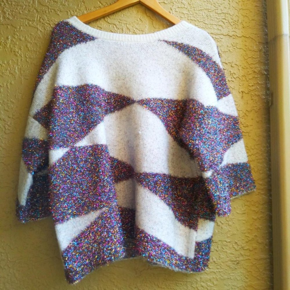 MOTH ANTHROPOLOGIE Women's Shimmery Sweater SMALL Oversized